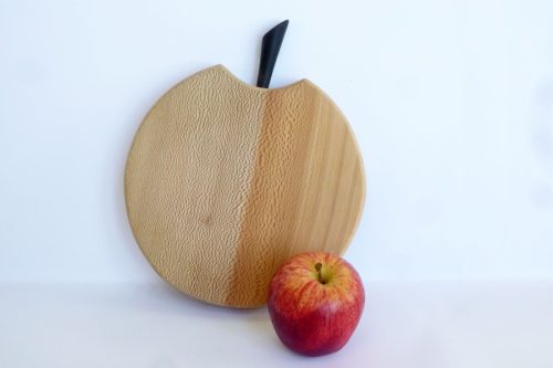 Handmade hand cut one piece chopping board Lacewood Ebony stalk detail