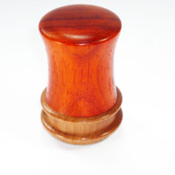 Handmade palm gavel duo of fiery Padauk and English Pear wood