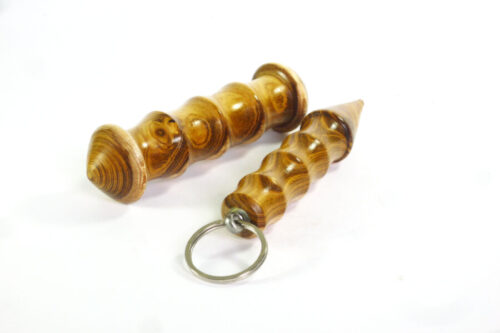 Handmade Point ended Yawara stick and kubotan keyring set