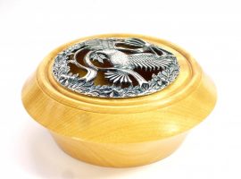 handmade pot pourri bowl pau amarello wood pewter lid