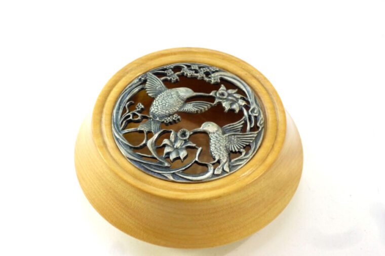 Handmade Potpourri Bowl Pau Amarello Wood Yellowheart Pewter Lid ...