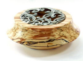 Pot pourri bowl English Spalted Beech with pewter lid