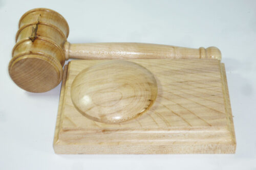 Handmade presentation gavel and block English Sycamore