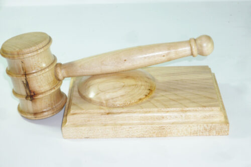 Handmade presentation gavel and block English Sycamore