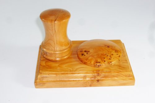 Handmade presentation yew palm gavel and block