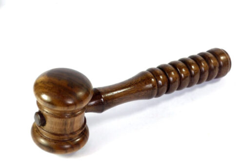 Custom made gavel walnut wood with feature handle