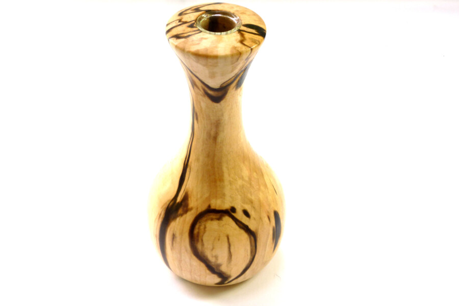 Handmade Wooden Bud Vase Glass Inner Tube English Spalted Hornbeam ...