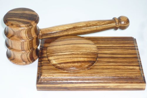 Handmade presentation gavel and block Zebrano