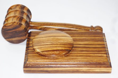 Handmade presentation gavel and block Zebrano