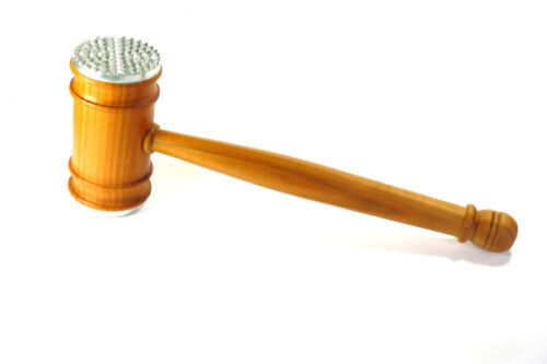 A unique handmade coarse and fine meat tenderiser in English Wild Cherry wood.  The spurtle is a traditional Scottish cooking utensil originating from the 15th century used as a stirrer for porridge, soups, stews and broths. A great kitchen aid which becomes an indispensable and versatile cooking utensil. Accompanied in this instance with  walnut wooden butter knife or spreader. Both items are made from one solid beautiful piece of rich English Walnut with gorgeous grain, and makes a great addition to any kitchen. English walnut is increasingly rare and expensive. All my handmade wooden utensils are one piece with no joins, they all vary slightly in size and shape as they are handmade individually not mass produced. I go with the grain and shape of the wood. The grain of the wood is different each time and this rich piece of walnut has gorgeously quirky grain. If there are small knots these are filled for hygiene reasons. There are no visible knots in these items. Designed by me, lovingly finished with food safe oil. Great for wood lovers and all apple fanatics. Size Porridge Spurtle in walnut wood is 278mm or 11 inches end to end. Spreader in walnut wood is 207mm or 8 and 1/8th inches end to end. Care Instructions Hand wash only, dry quickly and apply a little food safe or proprietary oil to your utensils, avoid olive oil which tends to go rancid, in time the oil layers permeate the board but after that point less oiling is required, lightly sand and oil your board as necessary to enliven and make it as good as new. A little extra care in the early years and perseverance with oil treatments will reap great benefits, you will be rewarded with a beautiful item that will serve you well for many years to come. Items can also be bought individually. Disclaimer All my wooden utensils can be safely used with other kitchenware and wood is kinder to non-stick surfaces than metal. Care should always be taken when using utensils with special coatings or surfaces or non-stick surfaces in pots and pans. Make your own judgement and use at your own risk. As a small crafts business I cannot accept any liability for any damages. Dispatch All items are carefully packaged to ensure they reach you safely and have labels and care instructions, gift ready and dispatched next working day 1st class post, or airmail.