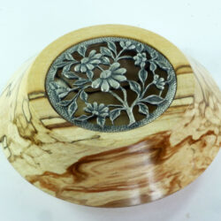 Handmade pot pourri bowl English spalted beech with pewter lid