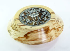 Handmade pot pourri bowl English spalted beech with pewter lid