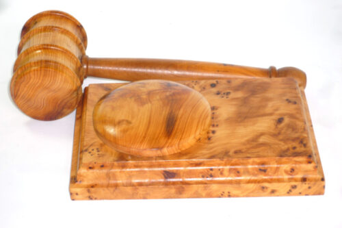 Handmade presentation gavel English Burr Yew