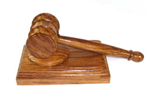 Handmade presentation gavel and block English Tiger Oak