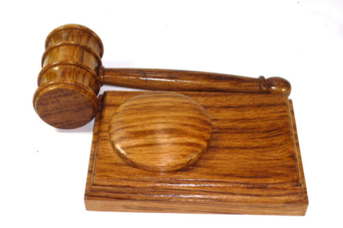 Handmade presentation gavel and block English Tiger Oak