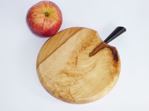 6 inch chopping board English Spalted Sycamore Ebony stalk detail