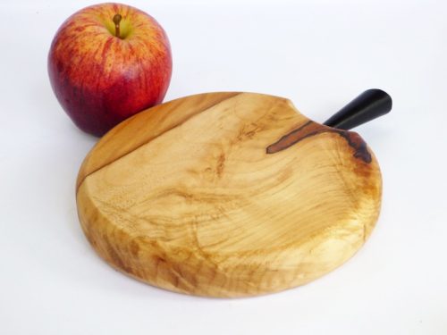 6 inch chopping board English Spalted Sycamore Ebony stalk detail