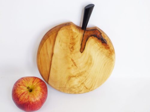 6 inch chopping board English Spalted Sycamore Ebony stalk detail